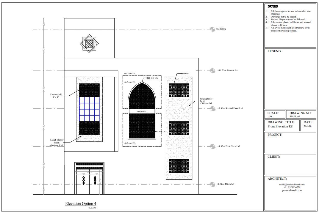Floor Plans- sample drawings elevation detail