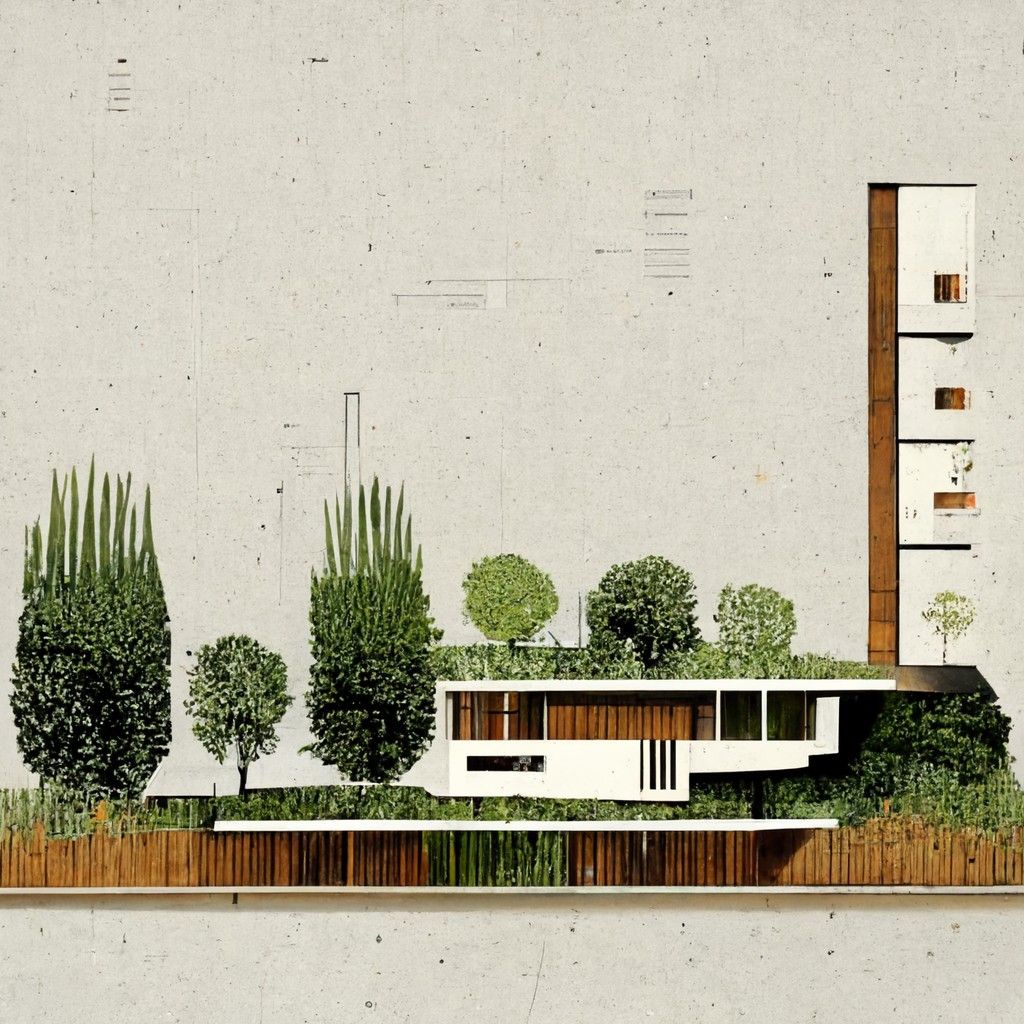 Elevation design of a modern house with landscaping