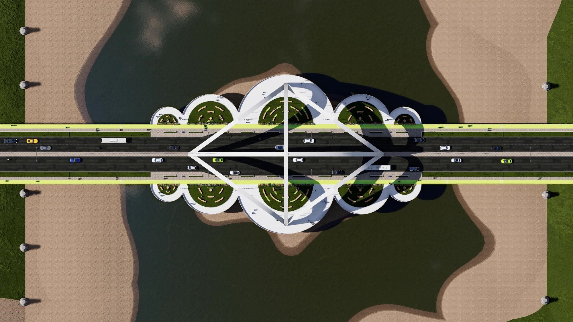 Top view of bridge design for Musi River